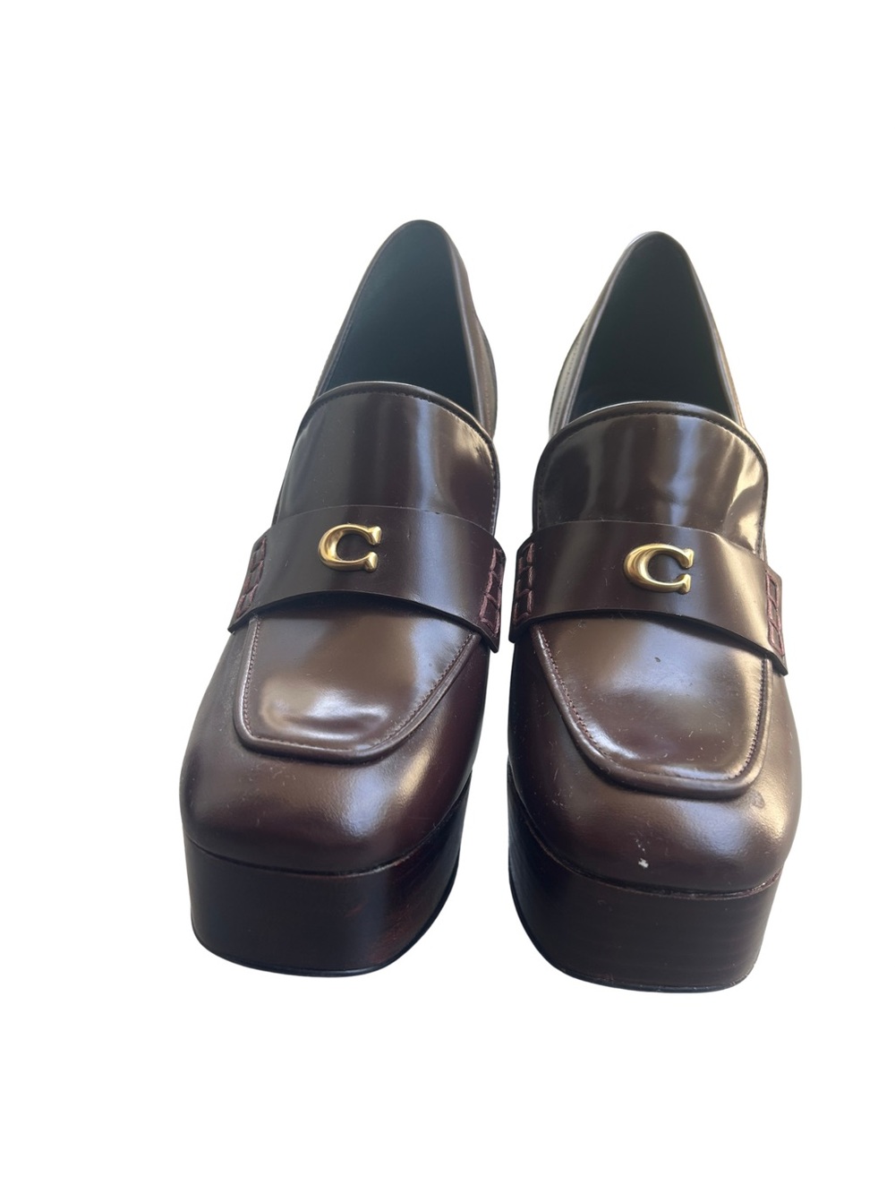 Coach Platform Block Heel Loafer in Dark Brown - Picture 2 of 2